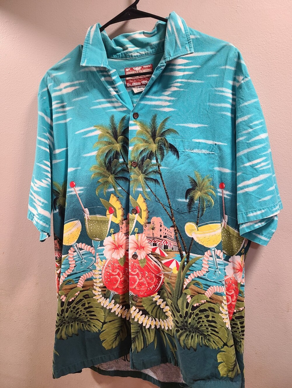 Mens RJC Made In Hawaii, USA  Hawaiian Shirt Tropical  Beach Palm Trees Size XL